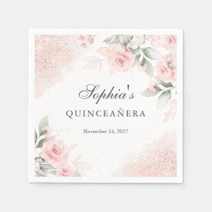 Rosa Errötung Quinceanera Serviette