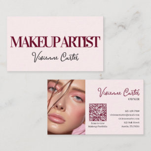 Rosa Errötung Schwarz Schrift Foto Make-up Mini Visitenkarte
