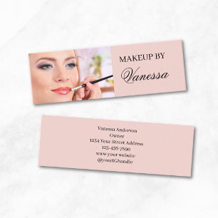 Rosa Errötung Schwarz Schrift Foto-Make-up  Mini Visitenkarte