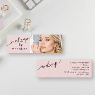 Rosa Errötung Schwarze Schrift Foto-Make-up-Mini Mini Visitenkarte