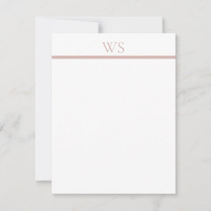 Rosa Errötungs-Bar-Monogramm Elegante Flache Notiz Mitteilungskarte