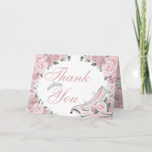 Rosa Errötungs-Blumen-Cinderella Quinceañera Gebur Dankeskarte