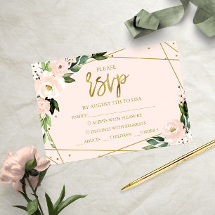 Rosa Errötungs-Blumen-Quinceanera-RSVP-Karte Einladung