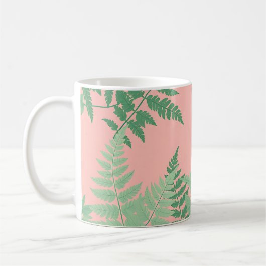 Rosa Errötungs-Farnblatt Botanisches Salbeigrün Mo Kaffeetasse (Links)