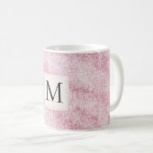 Rosa Errötungs-Glitter-Monogramm Kaffeetasse (VorderseiteRechts)