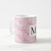 Rosa Errötungs-Glitter-Monogramm Kaffeetasse (Vorderseite Links)