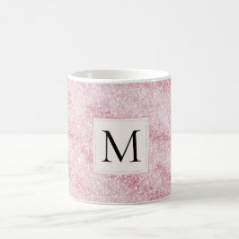 Rosa Errötungs-Glitter-Monogramm Kaffeetasse