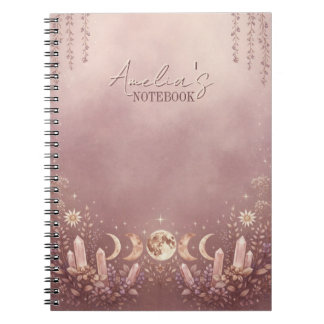 Rosa Errötungs-Himmel-Mondphasen-Notizbuch Journal Notizblock