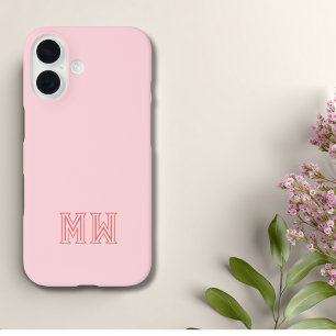 Rosa Errötungs-Initialen Monogramm Einfach Minimal iPhone 16 Hülle