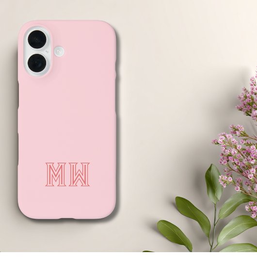 Rosa Errötungs-Initialen Monogramm Einfach Minimal Case-Mate iPhone Hülle