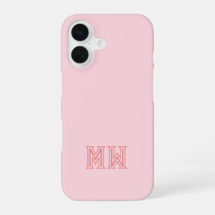 Rosa Errötungs-Initialen Monogramm Einfach Minimal iPhone 16 Hülle