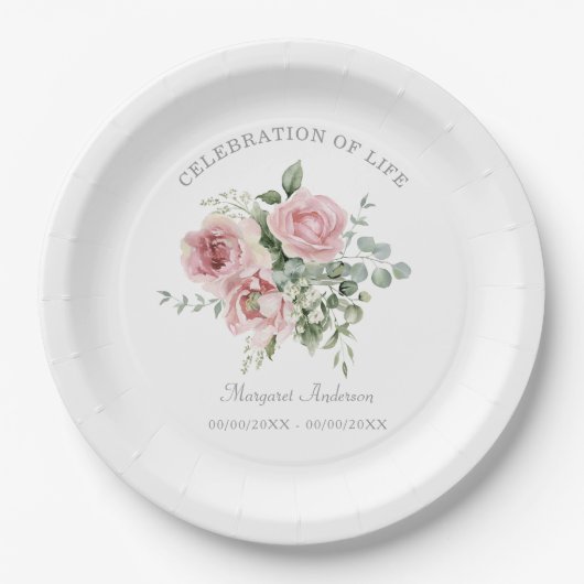 Rosa-Errötungs-Lebensfeier Pappteller (Vorderseite)