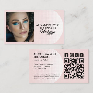Rosa Errötungs-Muster-Makeup-Artist-Qr-Social-Icon Visitenkarte