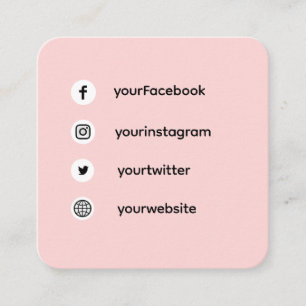 Rosa Errötungs-Social-Media Nett-Dich-Kennenlern Quadratische Visitenkarte