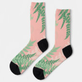 Rosa Errötungsfarnblatt Botanisches Salbeigrün Mod Socken (Linkes Detail)