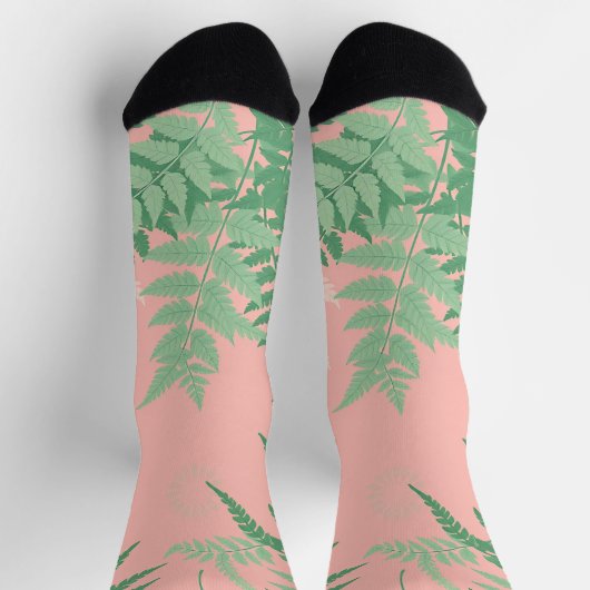 Rosa Errötungsfarnblatt Botanisches Salbeigrün Mod Socken (Oben)