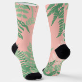 Rosa Errötungsfarnblatt Botanisches Salbeigrün Mod Socken (Gewinkelt)