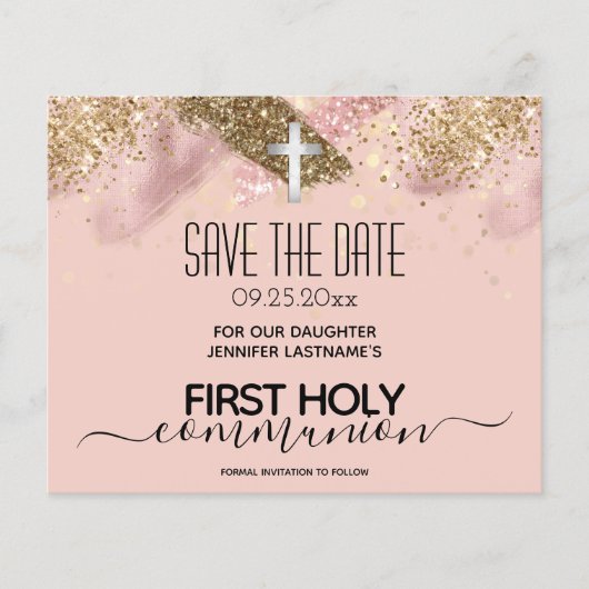 Rosa Erste Heilige Kommune Save the Date Haushalt (Vorderseite)