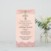 Rosa Erste Heilige Kommunion Religiöse Einladung (Stehend Vorderseite)