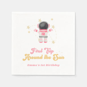 Rosa Erste Reise um die Sonne Erster Geburtstag Serviette