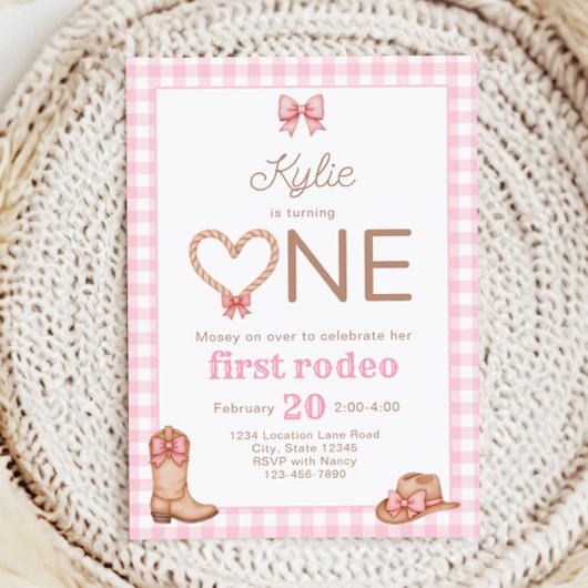 Rosa Erste Rodeo 1. Geburtstag Einladung