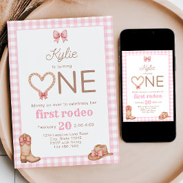 Rosa Erste Rodeo 1. Geburtstag Einladung