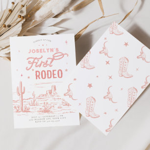 Rosa Erste Rodeo Geburtstagsfeier Einladung