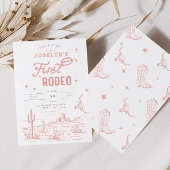 Rosa Erste Rodeo Geburtstagsfeier Einladung