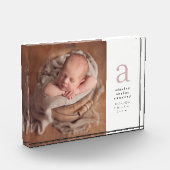 Rosa erstes, einfaches Geburtsankündigungs-Foto Fotoblock (Links)