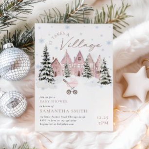 Rosa Es Braucht Ein Dorf Baby Shower Einladung
