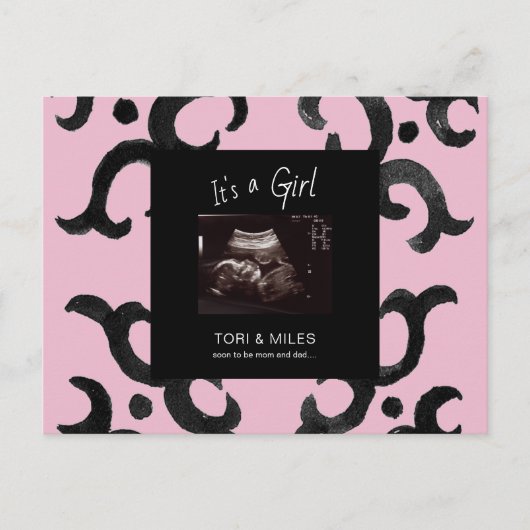 Rosa Es ist ein ultrandes Girl-Foto erwartet Anrei Ankündigungspostkarte (Vorderseite)