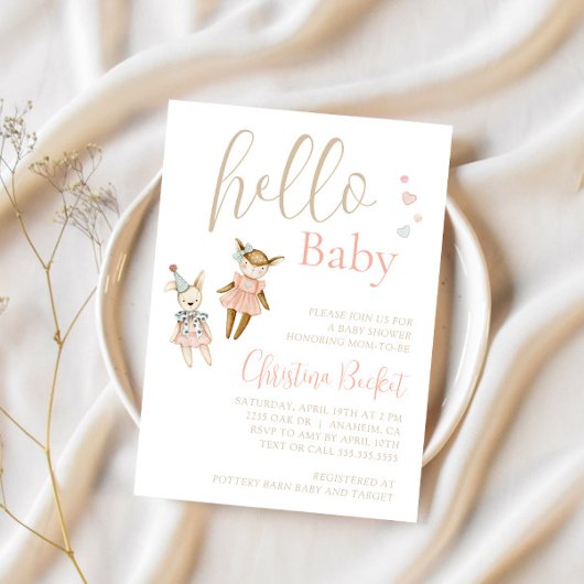 Rosa Es ist ein Vintages Mädchenspielzeug Rustikal Einladung