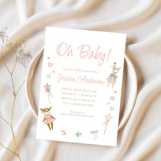 Rosa Es ist ein Vintages Mädchenspielzeug Rustikal Einladung