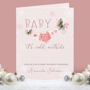 Rosa Es ist kalt draußen Weihnachten Baby Shower g Einladung