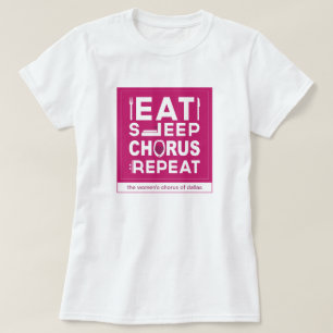Rosa Essen Schlaf Chorus Wiederholen Block T-Shirt