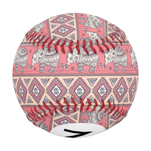 rosa Ethnisch-Elefantenmuster Baseball (Rückseite)