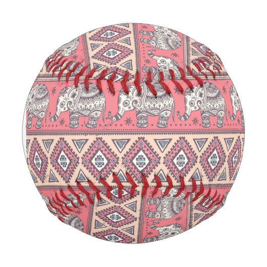 rosa Ethnisch-Elefantenmuster Baseball (Vorderseite)