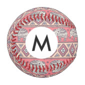 rosa Ethnisch-Elefantenmuster Baseball (Vorderseite Links)