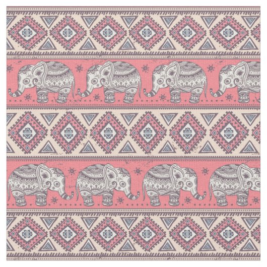 rosa Ethnisch-Elefantenmuster Stoff (Nahaufnahme)