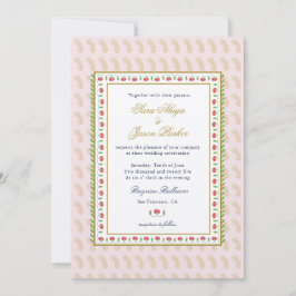 Rosa ethnische Blume grenzt an indische Hochzeit Einladung