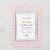 Rosa ethnische Blume grenzt an indische Hochzeit Einladung (Vorne/Hinten)