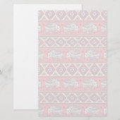 Rosa ethnisches Elefant-Muster Briefpapier (Vorne/Hinten)