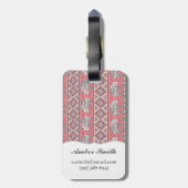 Rosa ethnisches Elefant-Muster Gepäckanhänger (Rückseite vertikal)