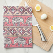 Rosa ethnisches Elefant-Muster Handtuch (Viertel Falte)
