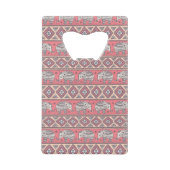 Rosa ethnisches Elefant-Muster Kreditkartenflaschenöffner (Vorderseite)