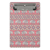 Rosa ethnisches Elefant-Muster Mini Klemmbrett (Vorderseite)