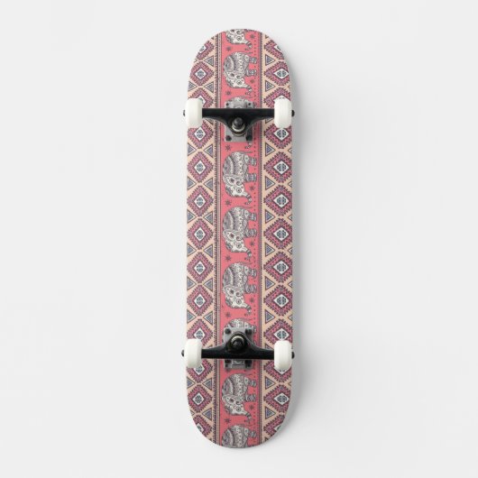 Rosa ethnisches Elefant-Muster Skateboard (Vorderseite)