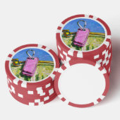 Rosa Etikett Pokerchips (Stapel)