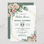 Rosa Eukalyptus Brautparty Einladung (Vorne/Hinten)