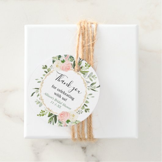 Rosa Eukalyptus-Brautparty Geschenkanhänger (Beispiel)